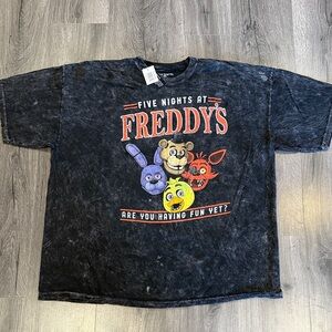 🩷Five Nights at Freddy's FNAF Black Graphic Casual T-Shirt size XXL